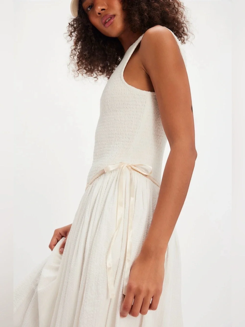 Free People Nightingale Smocked Bodice Midi Sundress size L NWT RETAILS $168